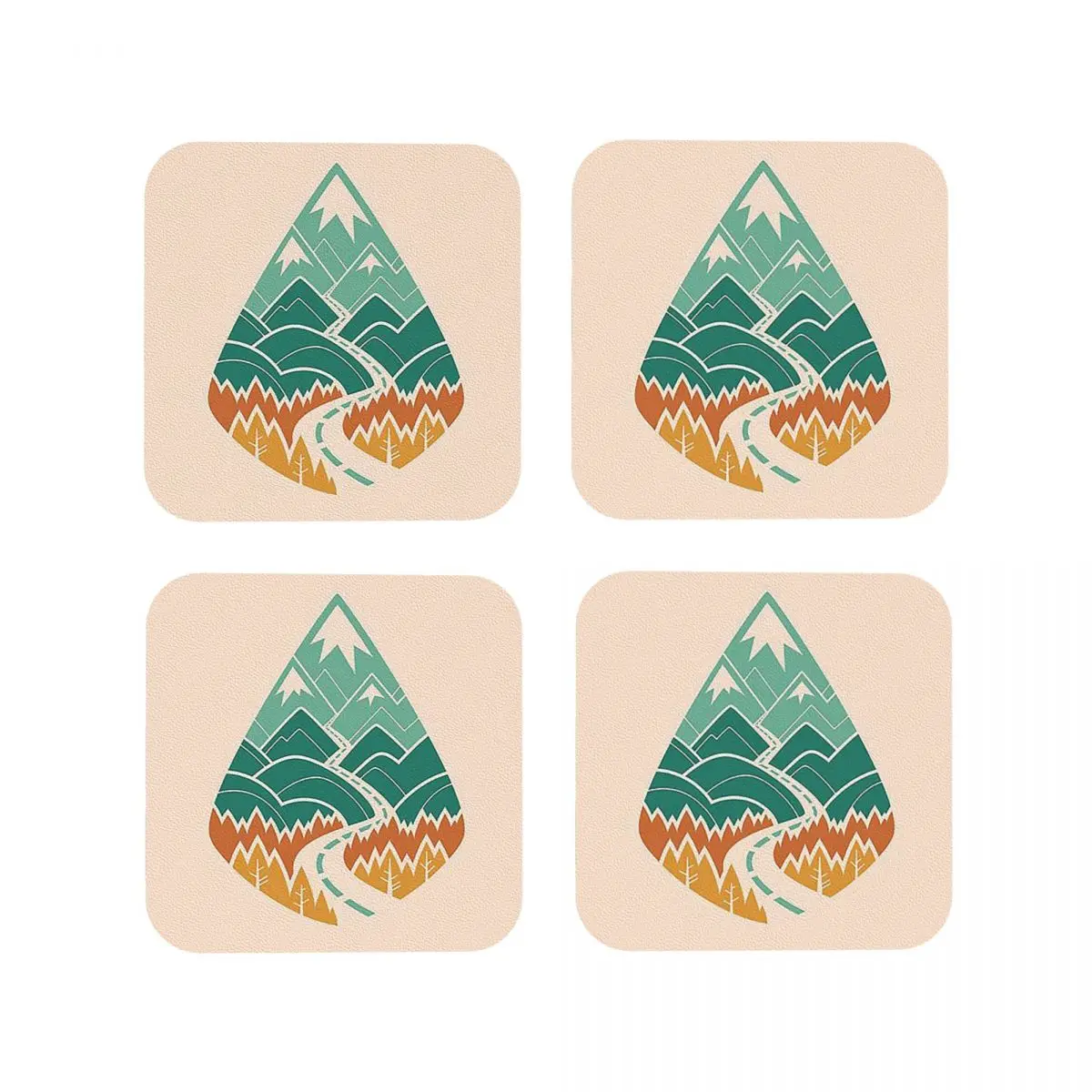 The Road Goes Ever On Summ Coasters Kitchen Placemats Waterproof Insulation Cup Coffee Mats For Home Tableware Pads Set of 4