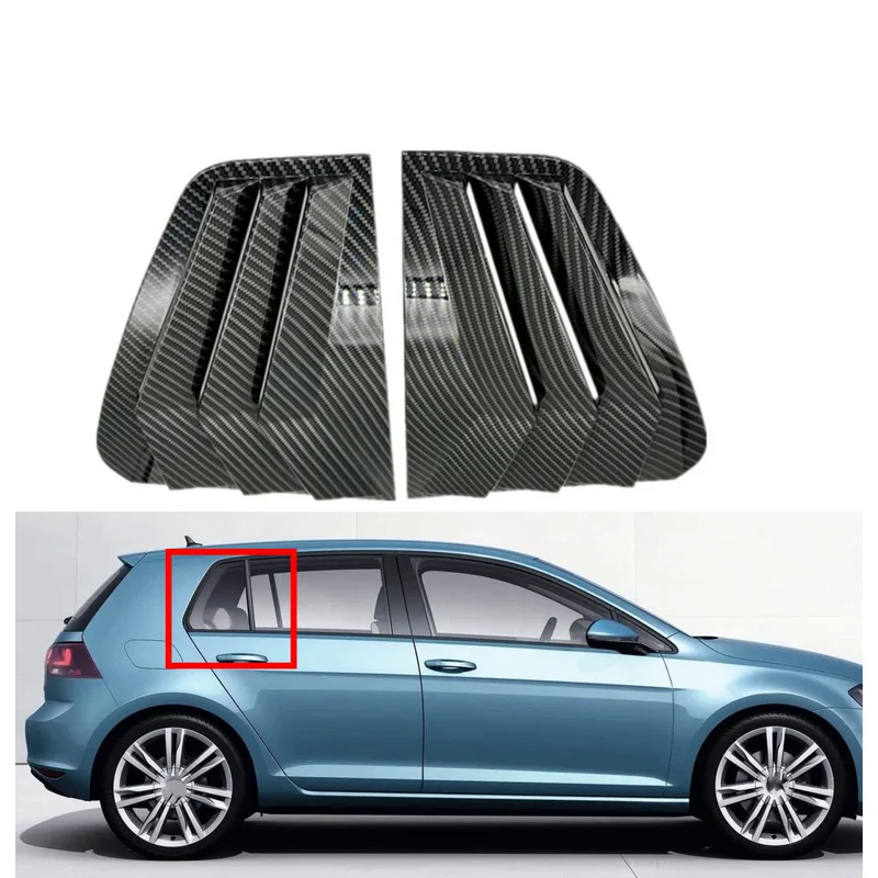 For VW Golf MK7 MK7.5 2013-2019 Carbon Fiber Black Car Rear Louver Window Side Shutter Cover Trim Sticker Vent Scoop ABS  Parts