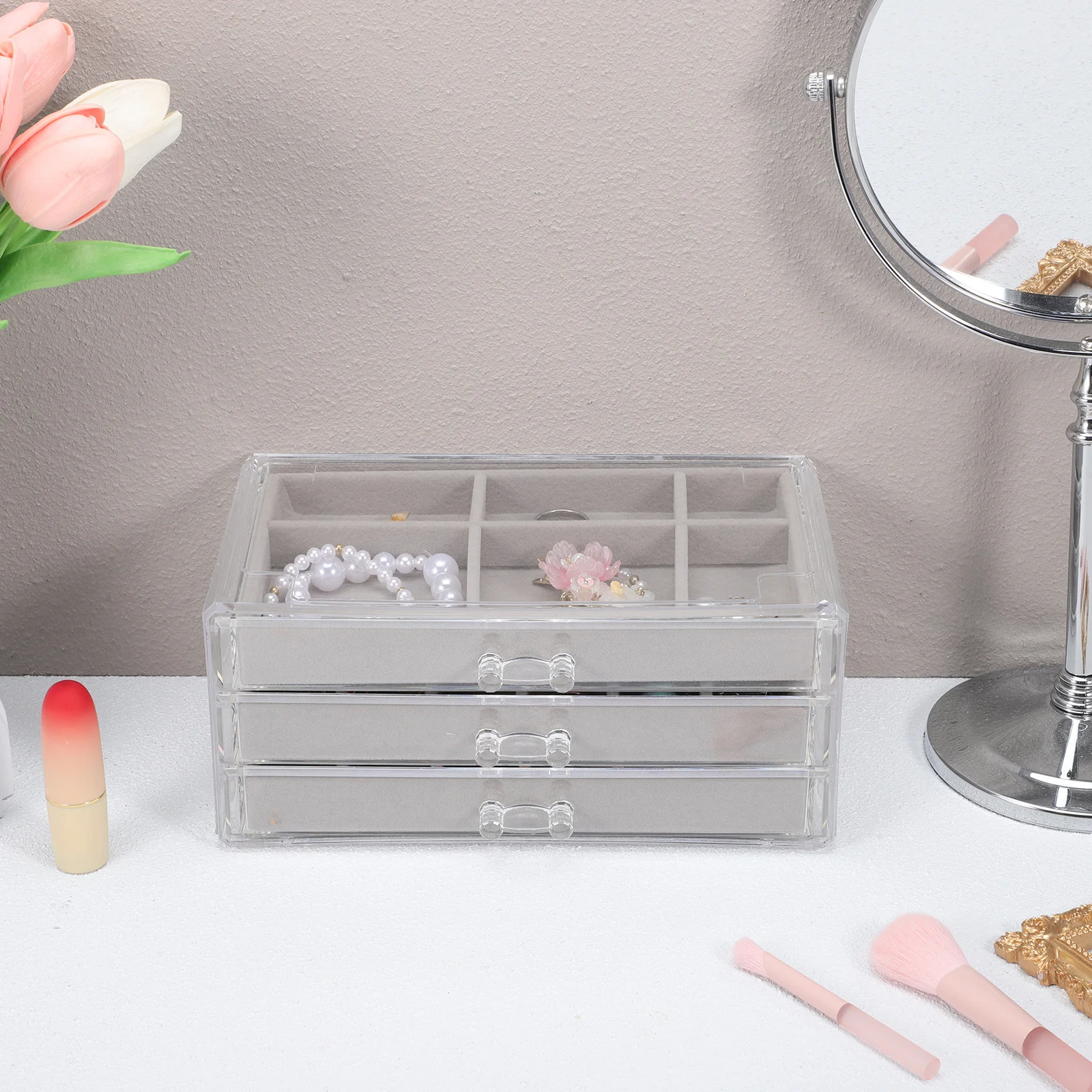 Jewelry Box Organizer Clear Earring Holder Organizer Jewelry Storage Drawer Case for Rings Earrings Necklaces Earring Holder