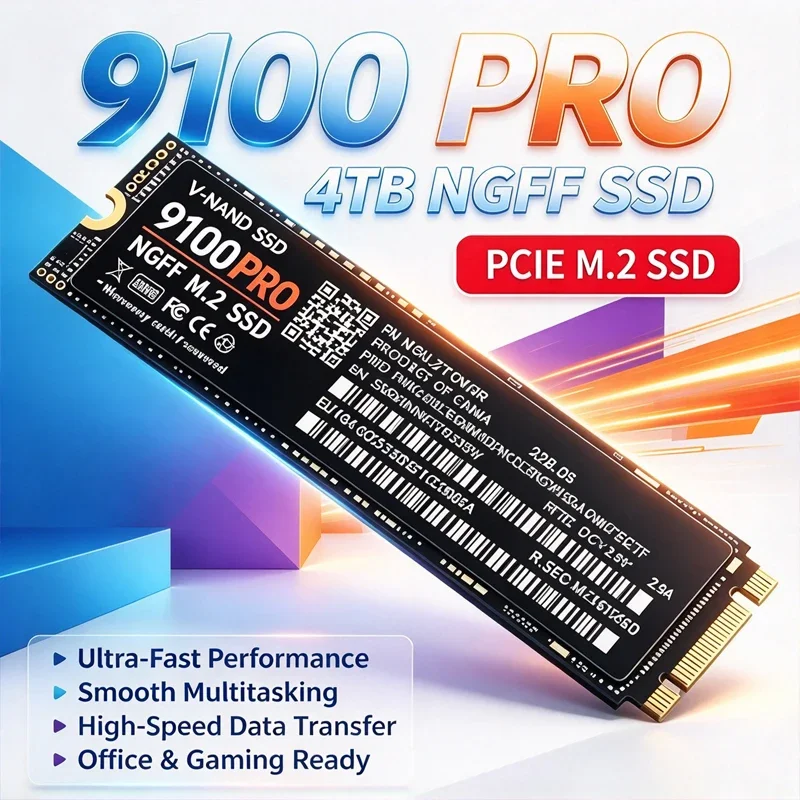 Portable 9100PRO M.2 NGFF SSD,PCIe4.0 2280 Internal SSD,500GB/1TB/2TB/4TB High Speed Storage for Laptop & Desktop PC