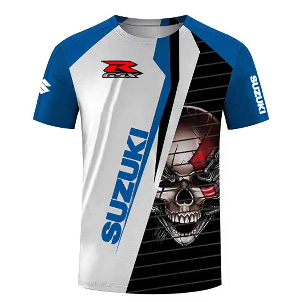 

3d printed men's breathable quick-drying casual sport short-sleeved T-shirt, summer Suzuki outdoor motorcycle riding suit