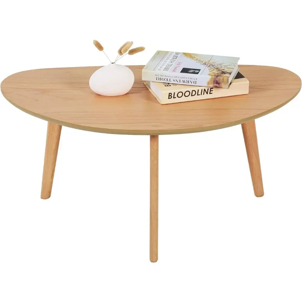 

Small Oval Coffee Table Mid Century Modern for Living Room Center Minimalist Display Coffe Table Furniture Home Nature Wood Cafe