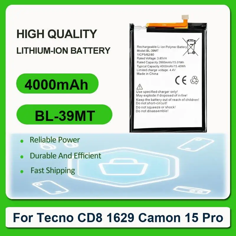 

Запасной аккумулятор для мобильного телефона Tecno CD8 1629 Camon 15 Pro BL-39MT 4000 мАч