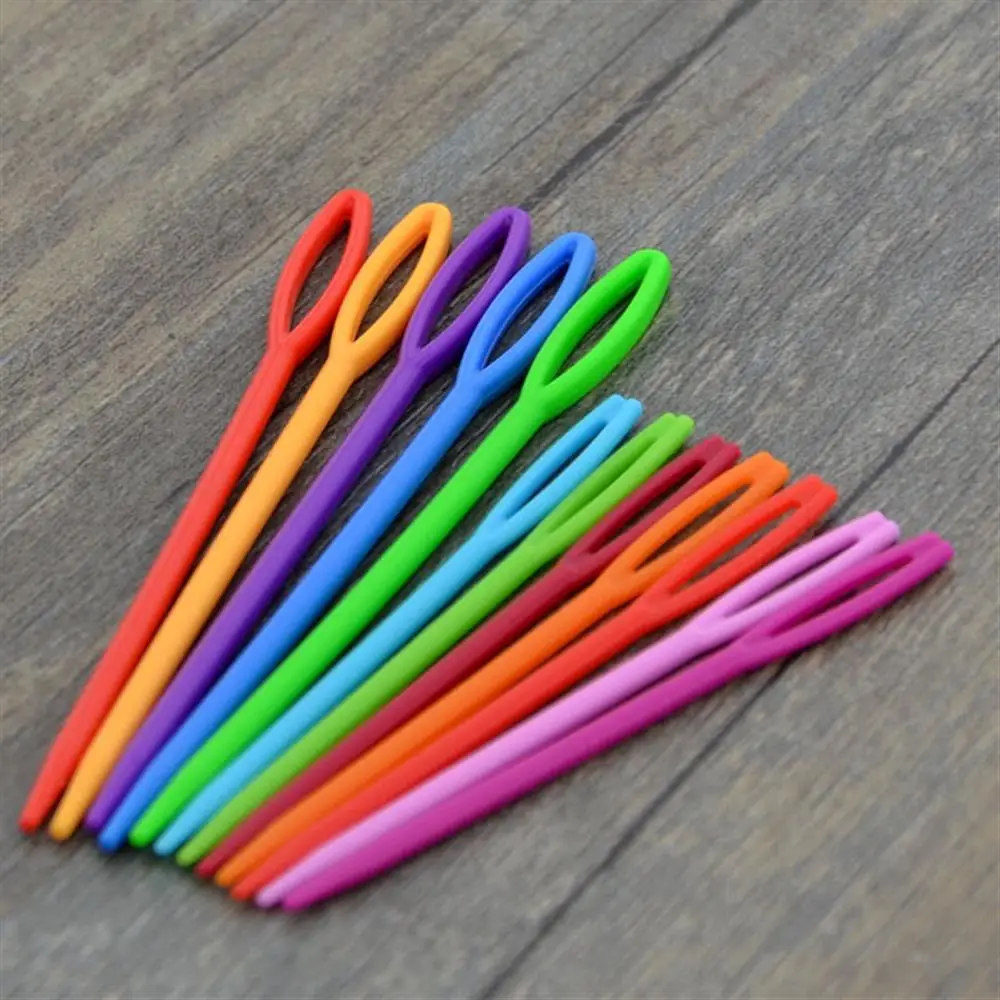 20PCs Mixed Color 7cm/9cm Plastic Knitting Needles Crochet Hooks Wool Yarn Needle Children DIY Sweater Weaving Tools Accessory