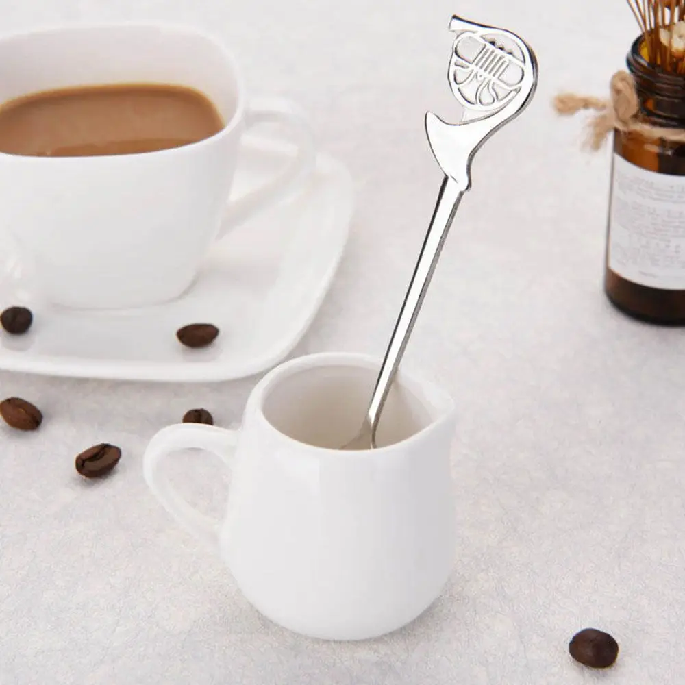 1pc Stainless Steel Coffee Tea Spoon Music Symbol Long Handle Creative Spoon Drinking Tools Kitchen Gadget Flatware Tableware view 5