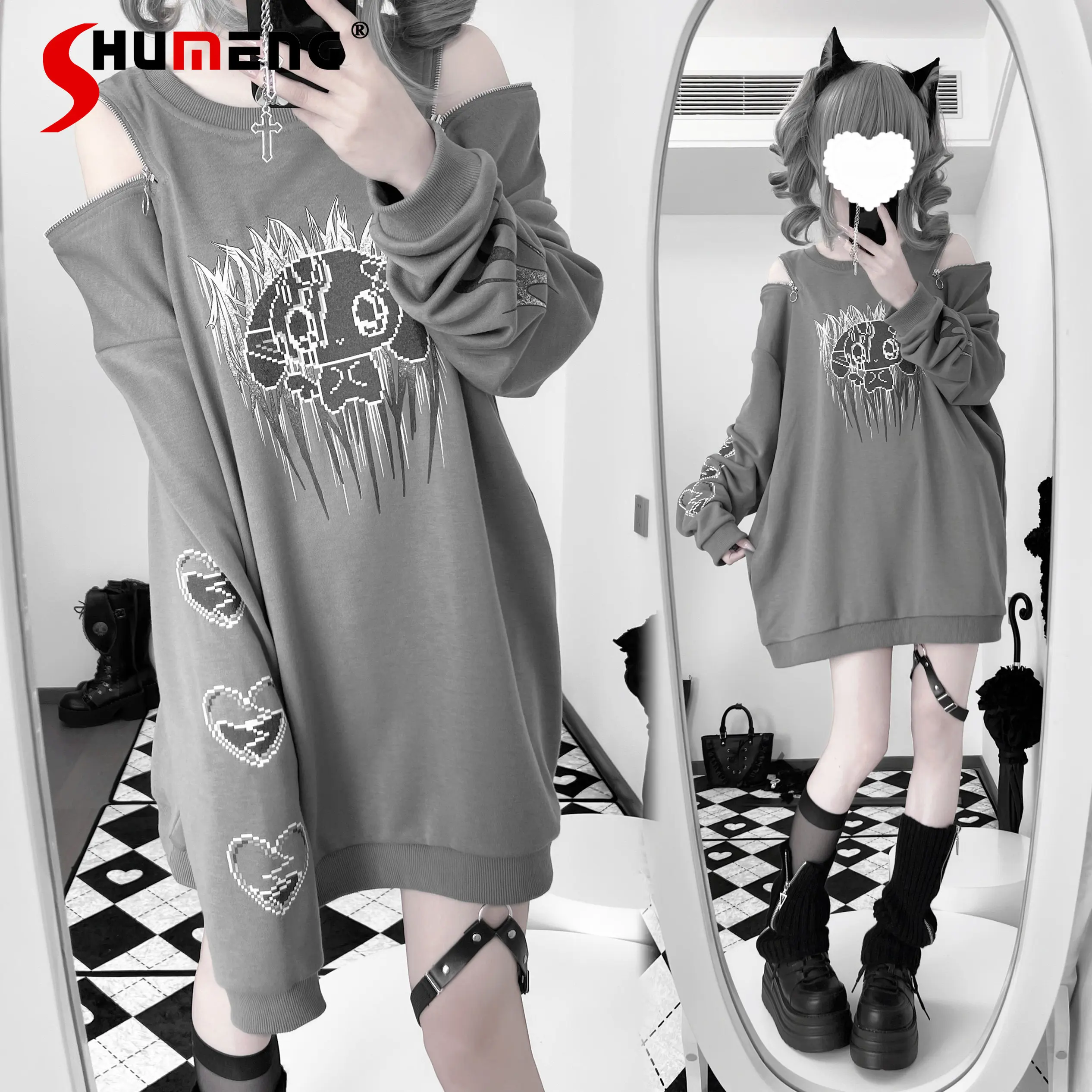 

Original Y2K Zip Long-sleeve Sweatshirt Jacket Women Girls Japanese Mines Subdimensional Long-sleeve Hoodie Punk Style Hoodies