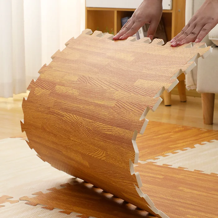 Imitation wood grain foam floor mat thickened 30x30cm crawling mat living room bedroom splicing foam mat