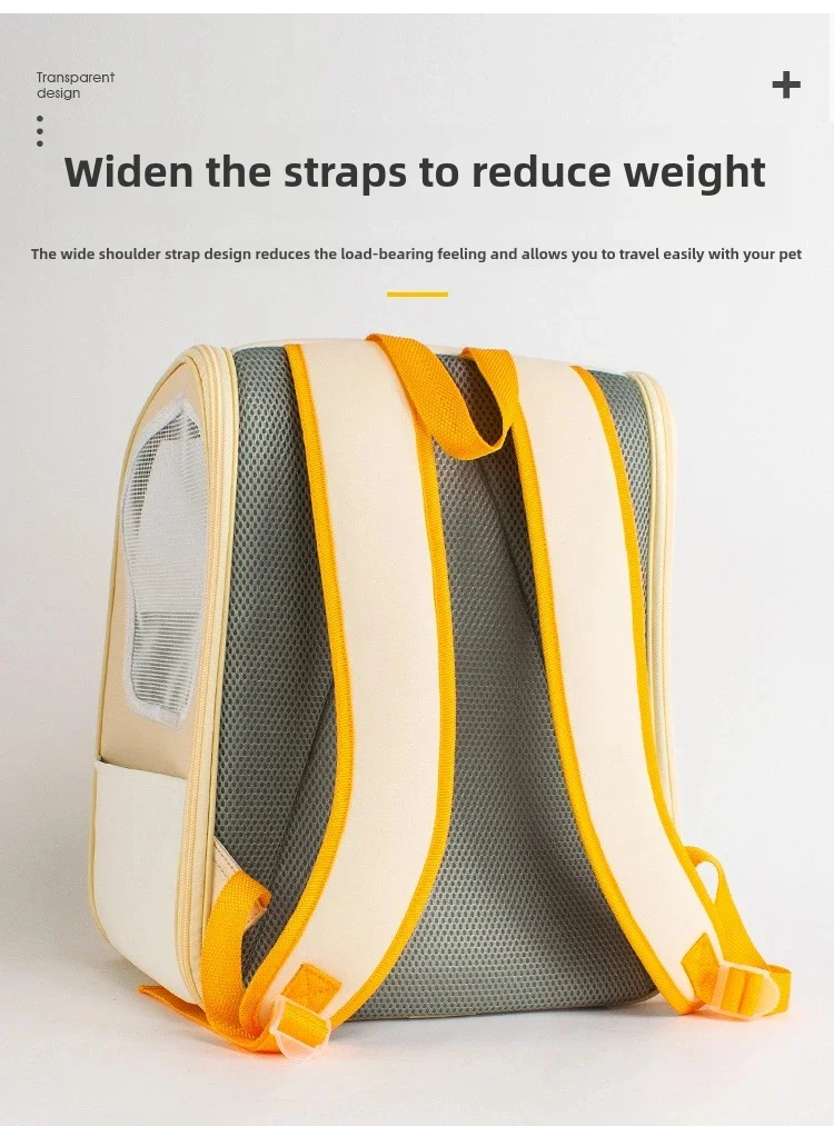 กระเป๋าเป้สะพายหลังแมวโปร่งใสระบายอากาศและมีสไตล์, เป้อุ้มสัตว์เลี้ยงกลางแจ้งแบบพกพาสําหรับสุนัข/แมวขนาดเล็ก, สีตัดกันสวยงามสูง