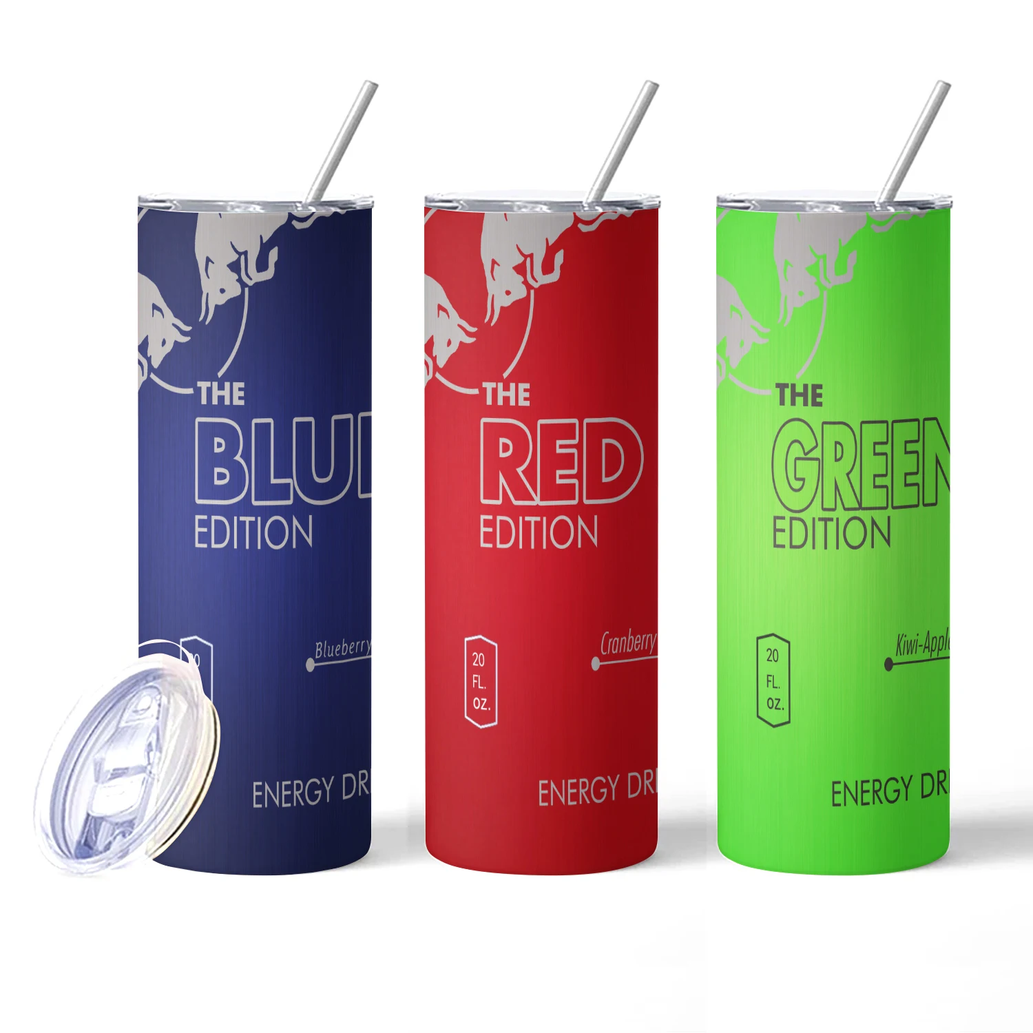 Vasos para bebidas energéticas de bayas de coco de 20oz con pajitas y tapa, aislados de acero inoxidable que mantienen las bebidas, botella de agua fría/caliente.