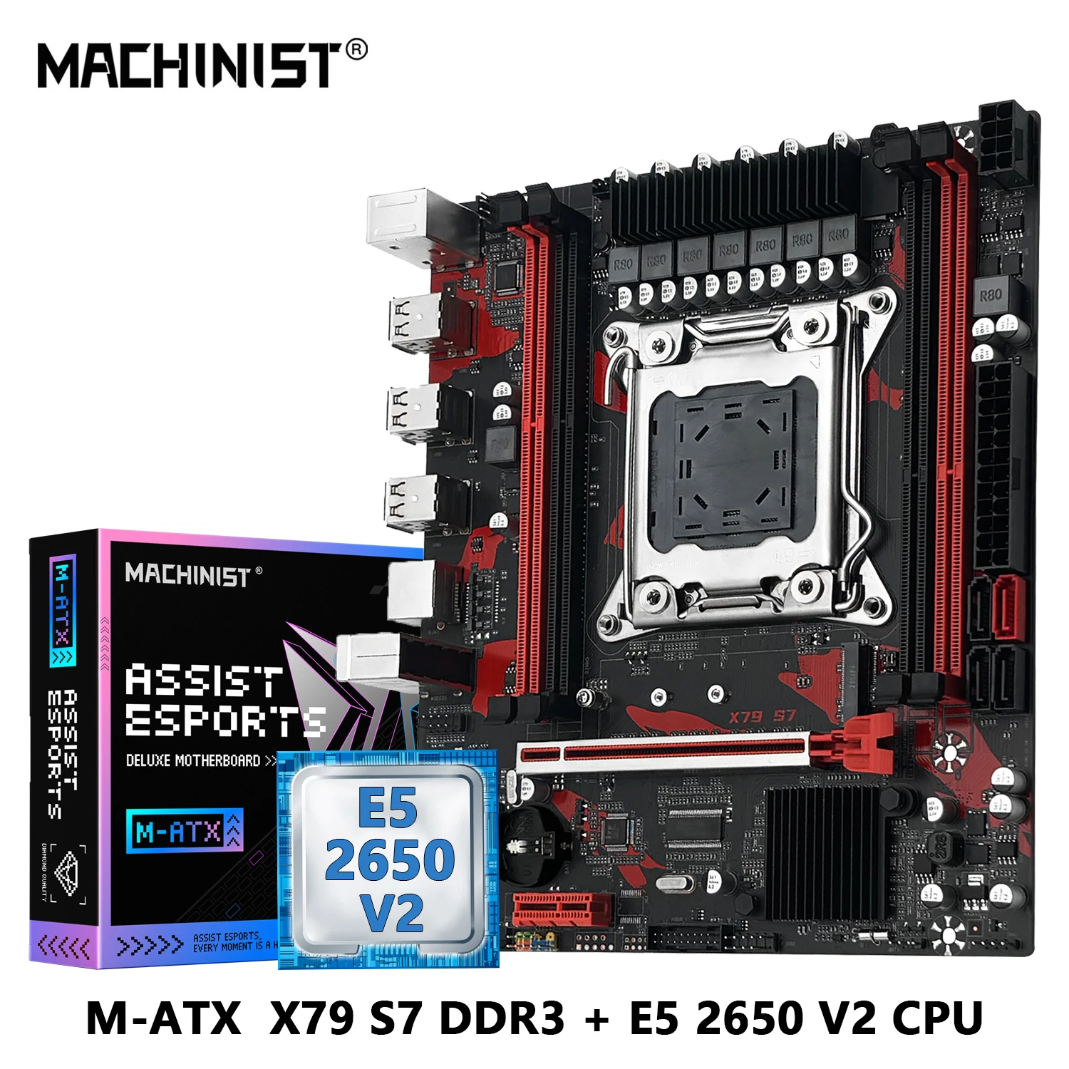 

MACHINIST X79 S7 Motherboard combo Optional LGA 2011 Intel Xeon E5 2650 V2 CPU or DDR3 1*16GB RAM Kit set Support NVME M.2 Slot