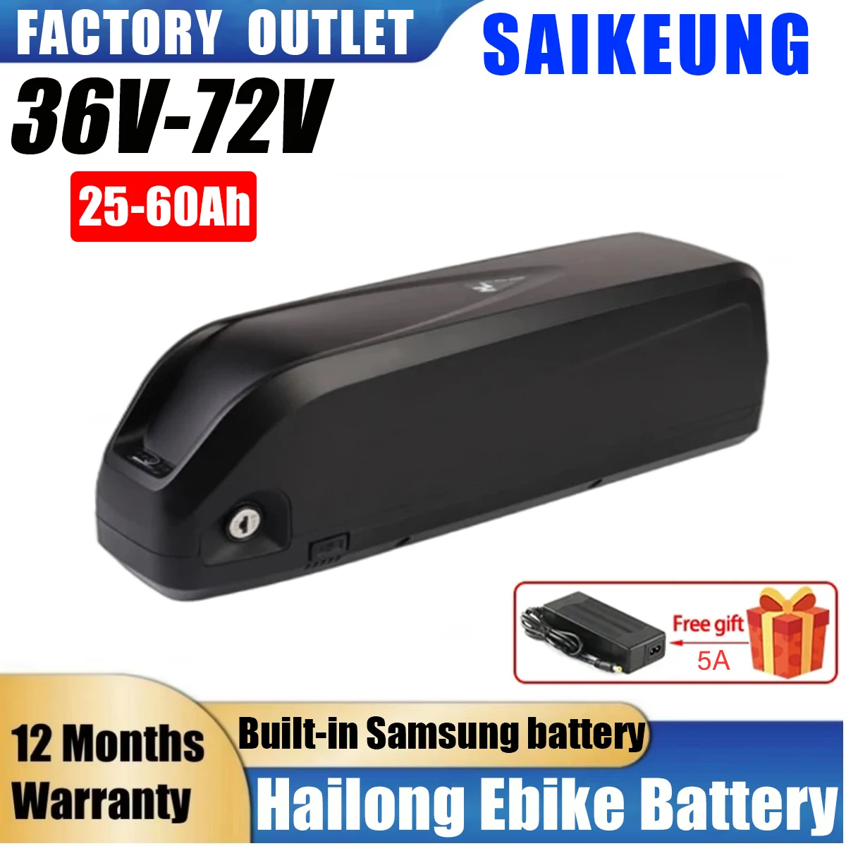 

Hailong 48v 30ah 40ah 50ah 60ah Batterie Velo Electrique 36v 52v 60v 72v Ebike Bateria 20ah Cham-rider Akumulator 2000w Battery