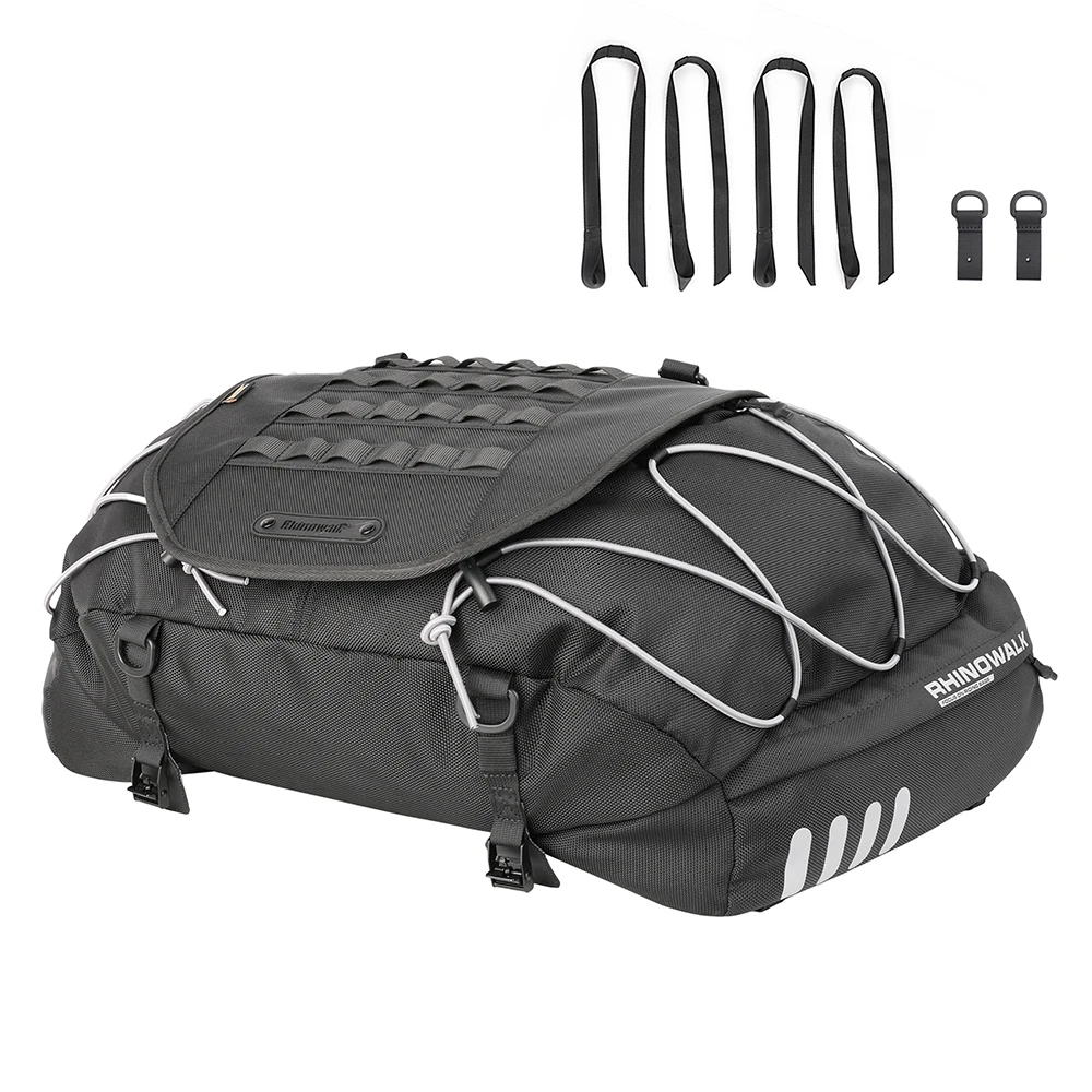 Motorcycle Bag Waterproof 35L-50L Motor Tail Back Seat Bag Expandable Large Capacity Cargo Bag Outdoor Travel Luggage