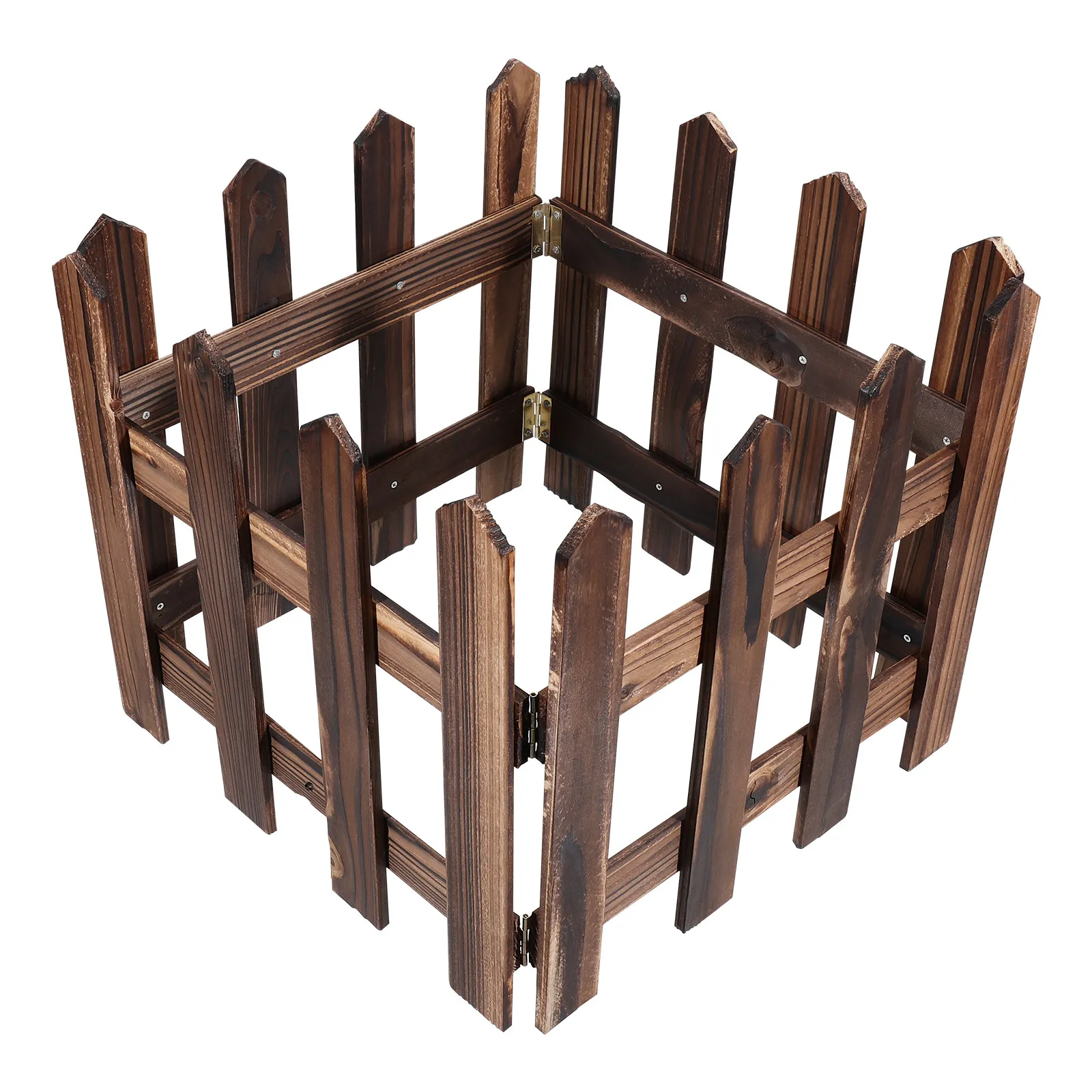 1.2m Wooden Miniature Picket Fence Carbonized Decorative Garden Courtyard Xmas Tree Wedding Party Christmas Tree Fence