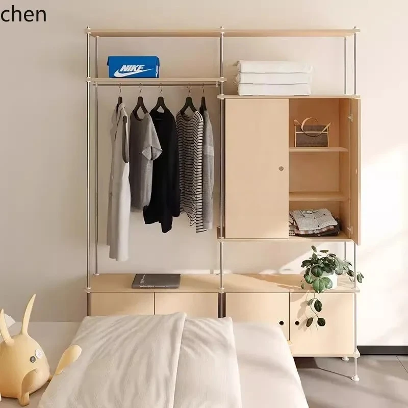 

PYH Ocean Board Wardrobe Home Bedroom Hanging Rack Floor-standing Cloakroom Storage Combination Storage Rack