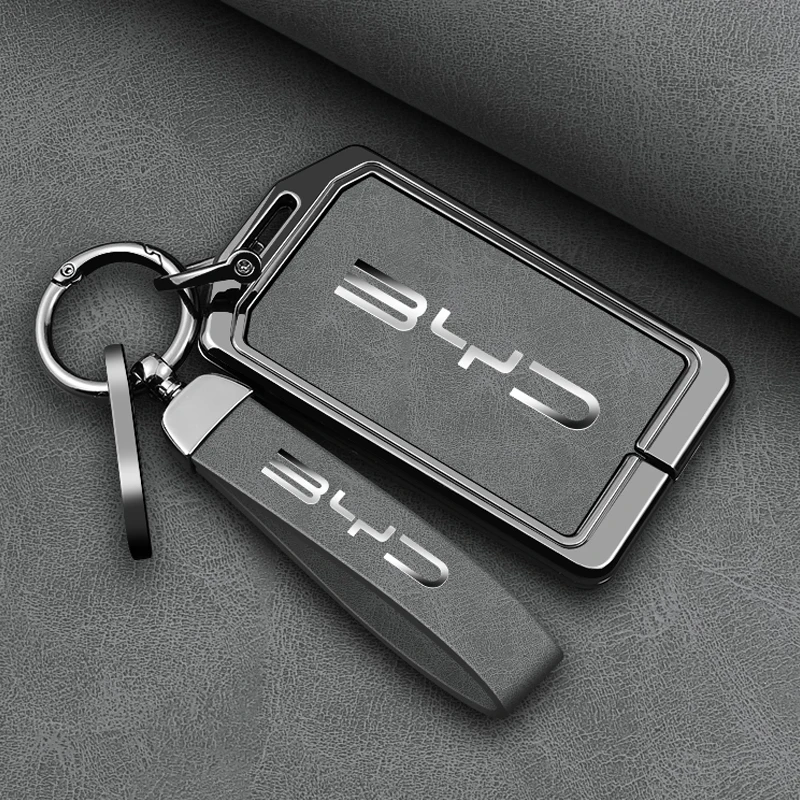 Zinc Alloy Leather Car NFC Card Remote Key Cover Fob Case For BYD Tang DM Han EV Song PRO Qin PLUS DMI Keychain Accessories