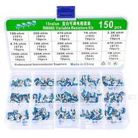 100pcs 150pcs/Box RM065 Carbon Film Horizontal Trimpot Potentiometer Assortment Kit 10 15 Values Variable Resistor 500R 1K 2K 5K