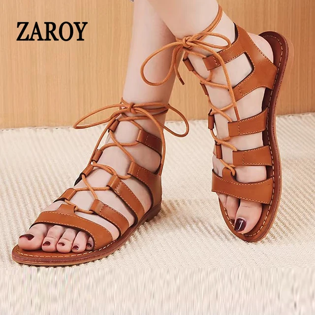 Sandalias Romanas Boho de Verano ZAROY, con Correa en el Tobillo, Cruzadas, Gladiadoras, Punta Abierta, Casuales, de Playa, para Mujer