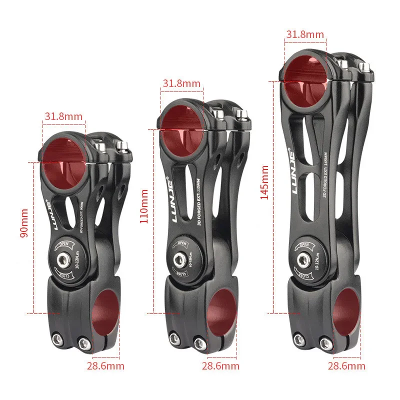 Bicycle Handlebar Stem MTB Power Stem Road Mountain Bike Table Adjustable Stem 31.8mm Cycling Bridge Rod 90/110/130/145MM