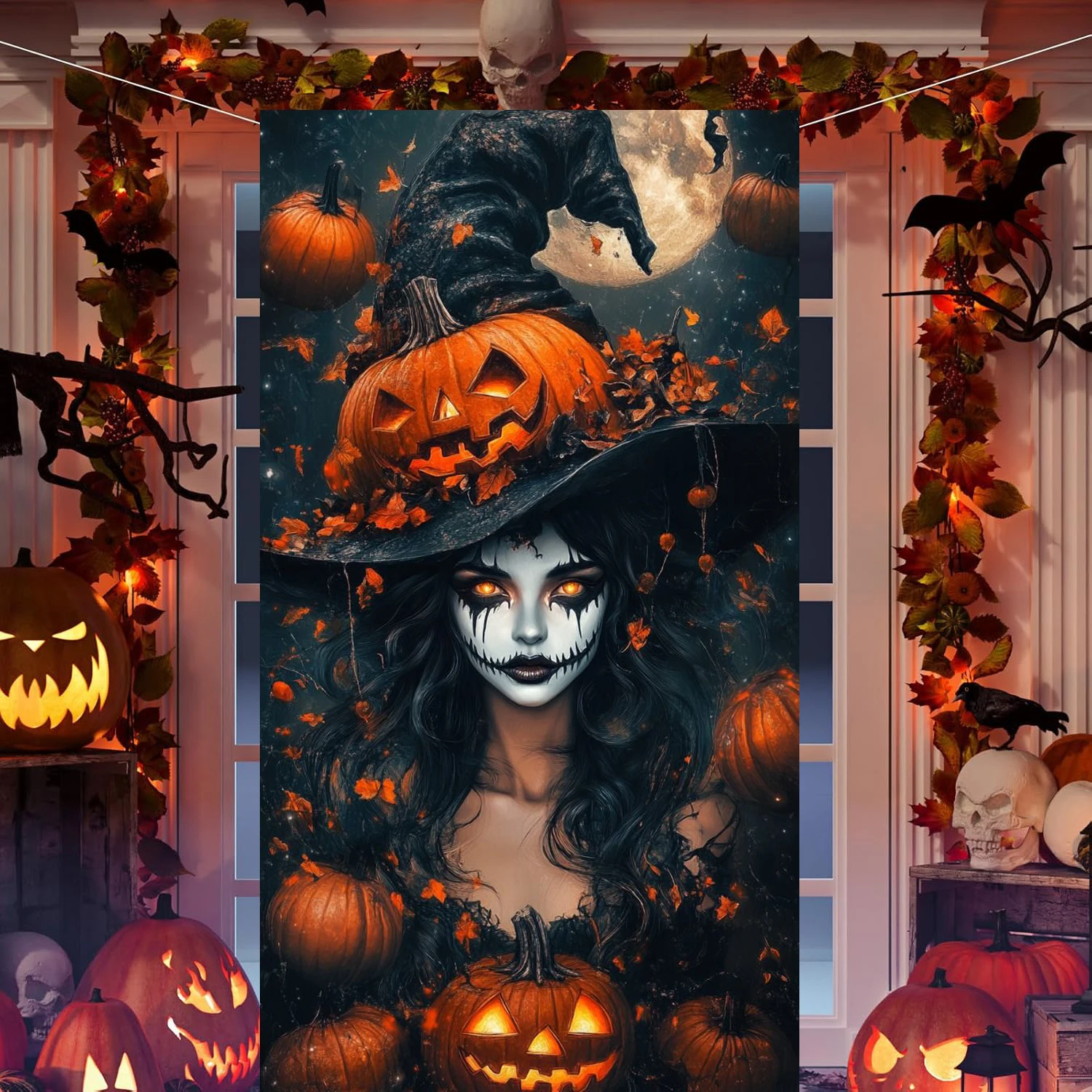

Gothic Art Skull Face Witch DIY 5d Mosaic Diamond Painting For adults beginners, Diamond Art Embroidery For Hallowen Home Decor