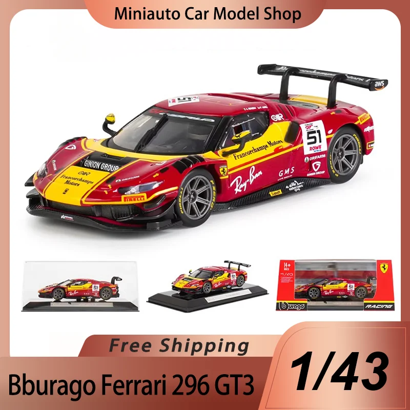 En Stock Nuevo Bburago 1:43 Ferrari 2025 296 Gt3 # Modelo a Escala 1:51 de Aleación Fundida a Presión, Coche de Rally Ferrari WRC, Juguete para Niños