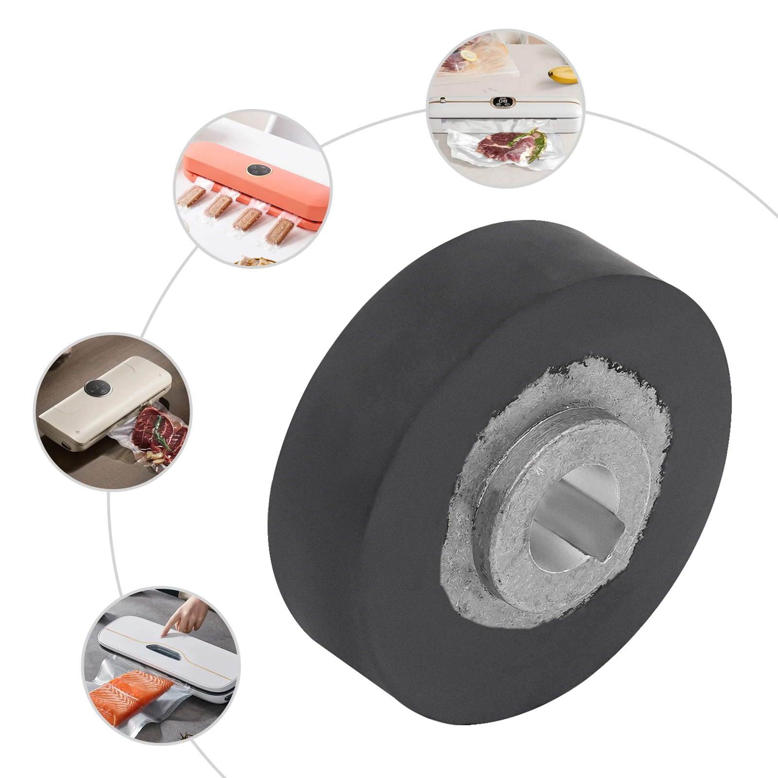 Premium Black Rubber Belt Wheel for FR-900/1000 Sealing Machine - High Temp Resistant Wear-Retardant Easy Install Smooth Sealing