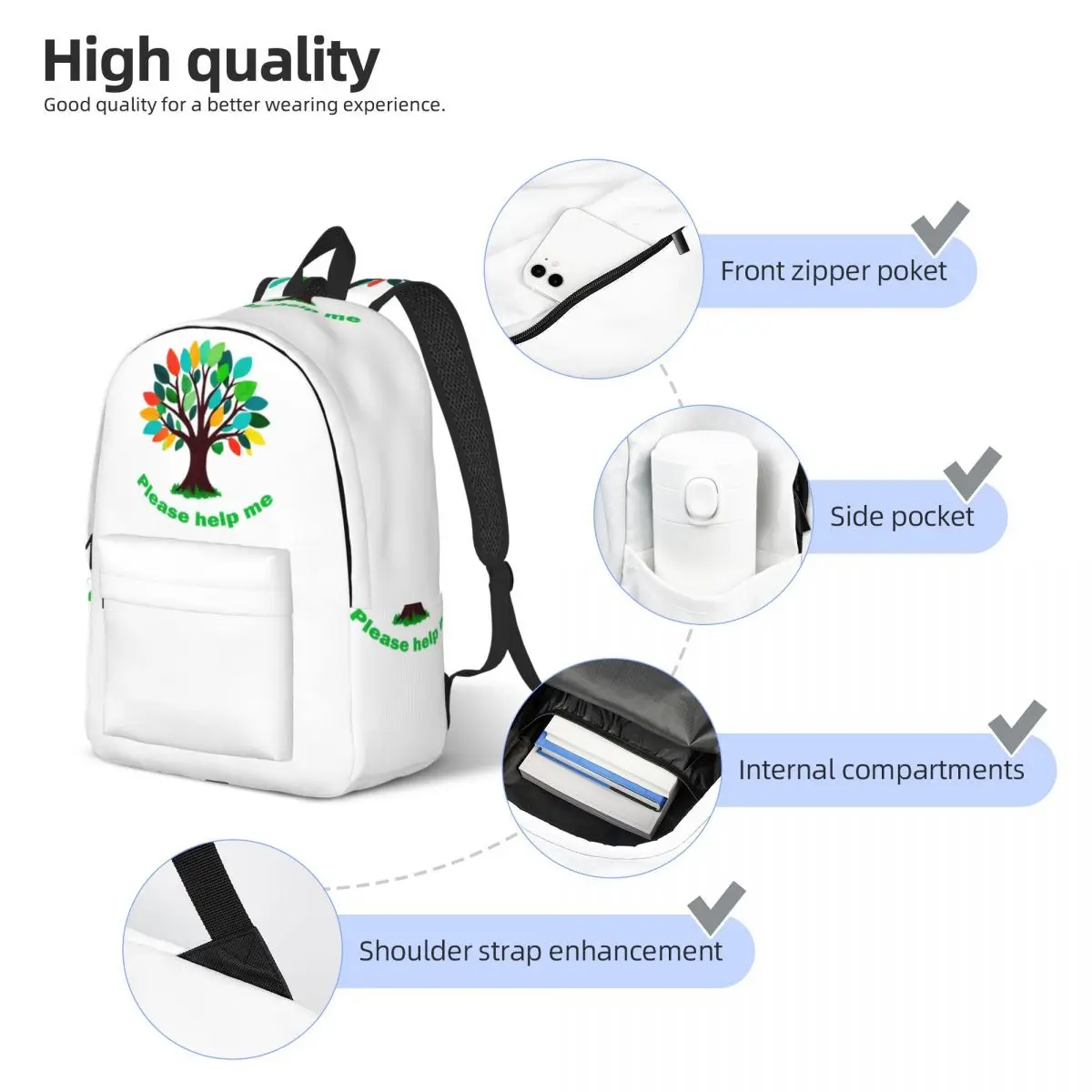 حقيبة ظهر شجرة الحياة بأوراق متعددة الألوان، حقيبة ظهر ذات سعة كبيرة للأطفال، حقيبة كتب مدرسية، حقائب كتف للرجال والنساء
