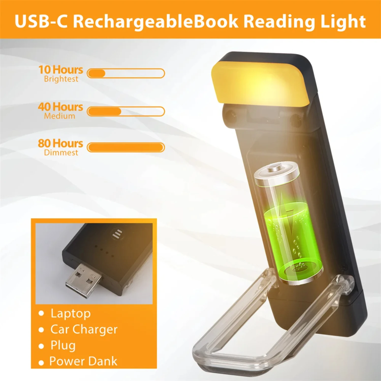 New Clip-on Bookmark Book Light With Timer USB Rechargeable Reading Light Mini Led Read Light Portable Bedside Desk Light Read L