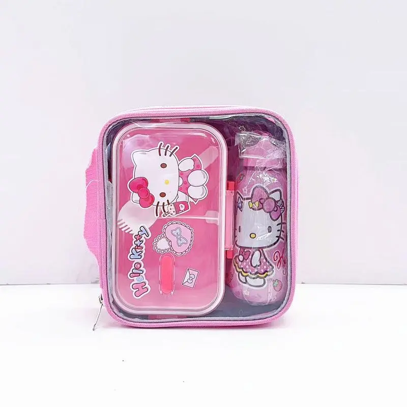 Kuromi Hello Kitty Cartoon Portable Student Office Workers Outdoor Picnic Water Cup Lunch Box Cute Two-piece Set - view 2