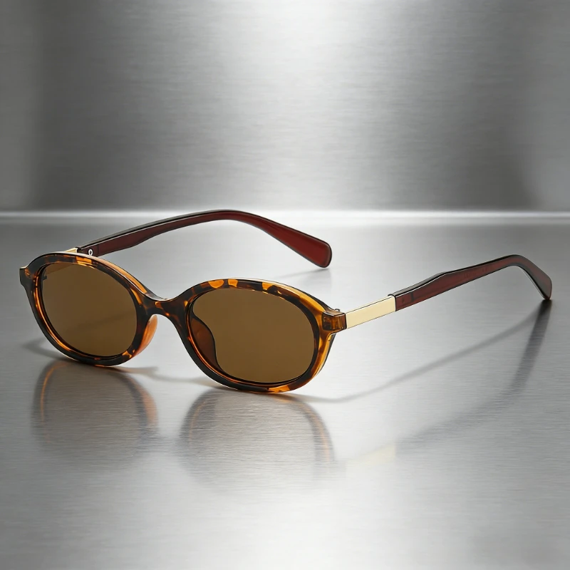 

New Fashionable Retro Oval Sunglasses UV400 Minimalist Small Frame Street Style Shades Outdoor UV-Protective Sun Glasses