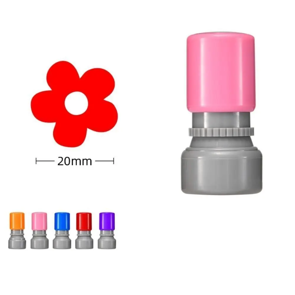 

Portable Plastic Flower Stamp Random Cartoon DIY Drawing Toy Self Inking Handcraft Teacher Review Stamp