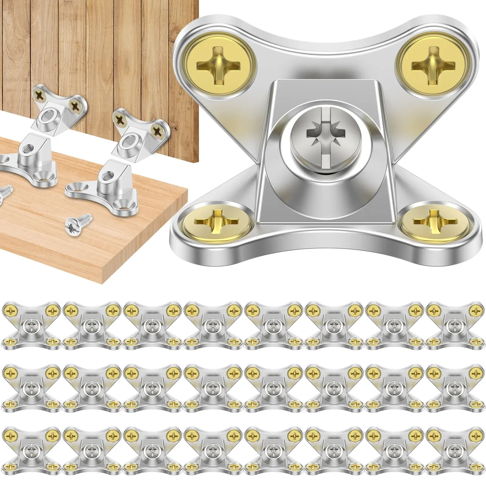 

24Pcs Butterfly Corner Code Detachable Butterfly Corner Brace Alloy Right Angle L Bracket Fastener Support Connector for Cabinet