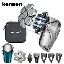 KENSEN-Afeitadora eléctrica 5 en 1 para hombres, Kit de aseo con cuchilla flotante magnética 7D, recargable, máquina de afeitar para cabeza calva, recortadora de barba