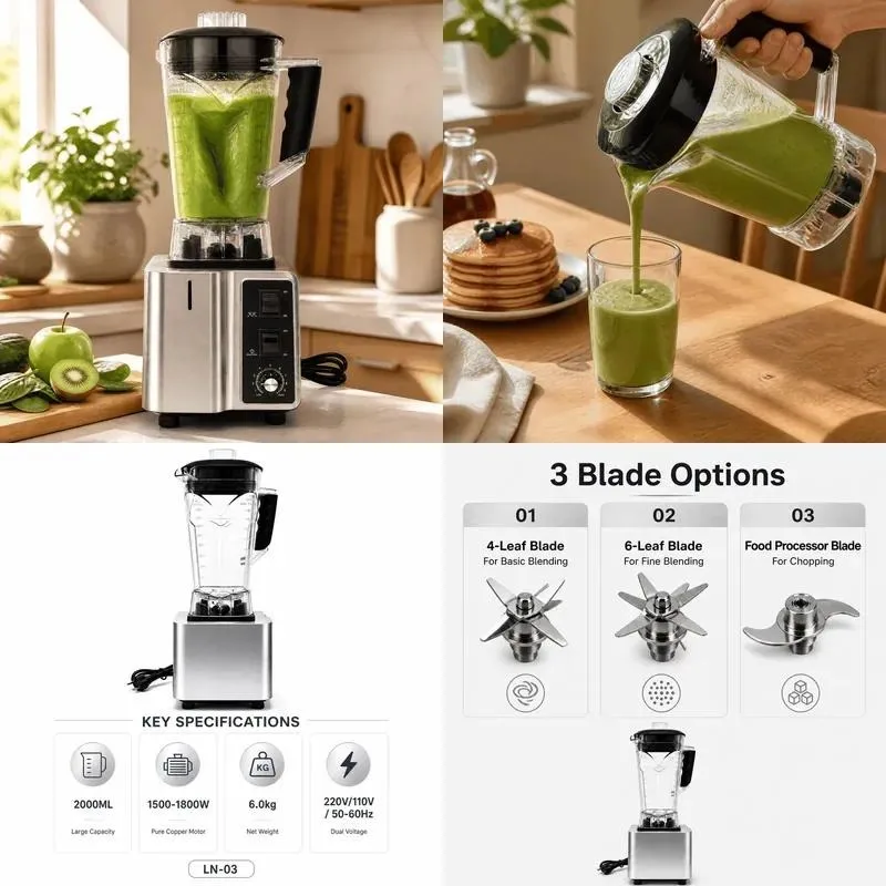 Wholesale Heavy Duty Electric Portable Juicer Kitchen Blender 2000ML Suitable for car, RV, home, hotel use