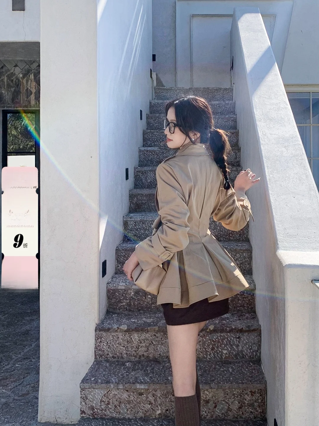 

Kula Liangpin Ant Waist Design Belted Windbreaker Slimming i Color Outerwear Spring Season Women's Faion High Waist Skir...