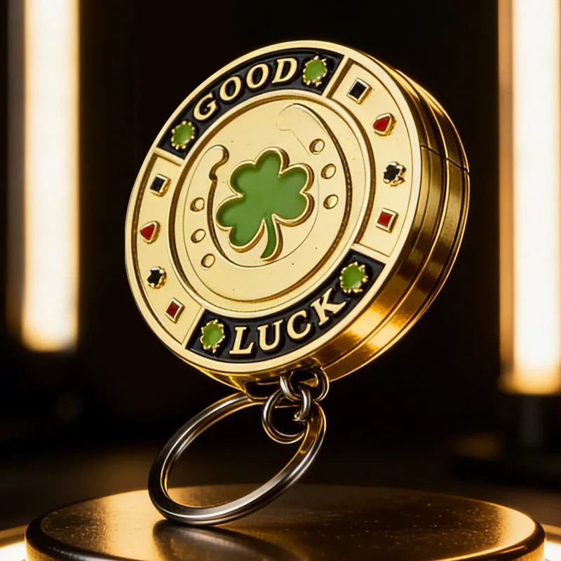 New Metal Lucky Clover Keychain Lighter Outdoor Portable Mini Inflatable Lighter Cigarette Accessories Smoking Gifts