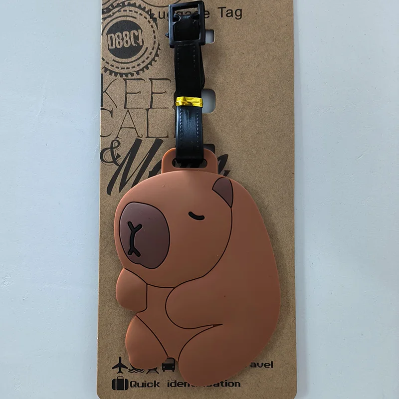 Travel Accessories PVC Luggage Tag Cute Cartoon Capybara Suitcase Portable Label Women Men Baggage Boarding Tags