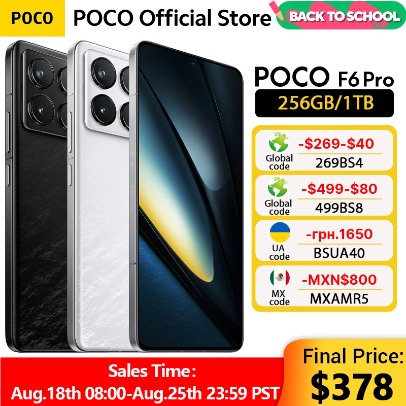 POCO F6 Pro versión Global Snapdragon®8 Gen 2 Smartphone 120W HyperCharge 50MP triple Cámara WQHD + 120Hz flujo Pantalla AMOLED