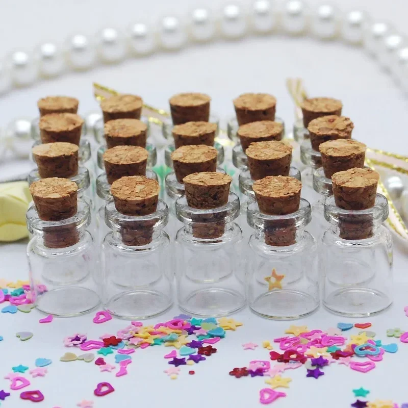 60/10pcs Mini Clear Glass Bottles with Cork Stopper Message Bottle Empty Spice Storage DIY Bottle Wishing Drifting Bottle Gifts