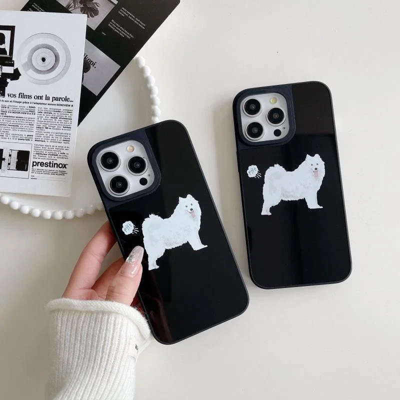 

Cute Dog Black Mirror Magnetic Phone Case Cover for IPhone 11 12 13 14 15 Pro Max Case for IPhone 15 Pro Max