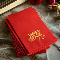 50Pcs  33x40CM  3-layer Gold foil napkin Warm and cozy home on Valentine's Day