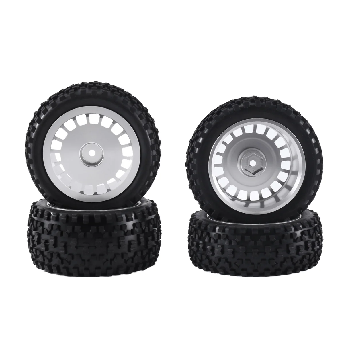 

1/10 Buggy Tires W/Alum Dish Wheel Rims for Tamiya TD4/DF03/DF02/TT02B/DT03/DT02/DB01 TORNADO EPX Off-Road Car,Silver