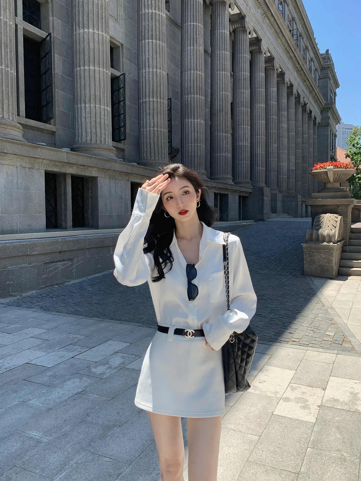 

Mulvan Women's Satin irt Loose Long Sve White Slimming High-End Feelings Autumn New Sle Cleanfit Polyester Fiber