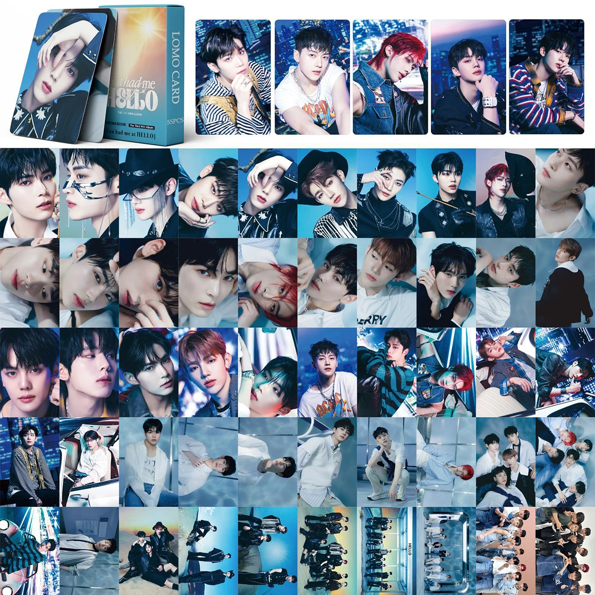 55 pz/set Kpop ZB1 1st Album YOUTH IN THE SHADE ZEROBASEONE nuovo Album Lomo Cards Double Side Print Photo Cards