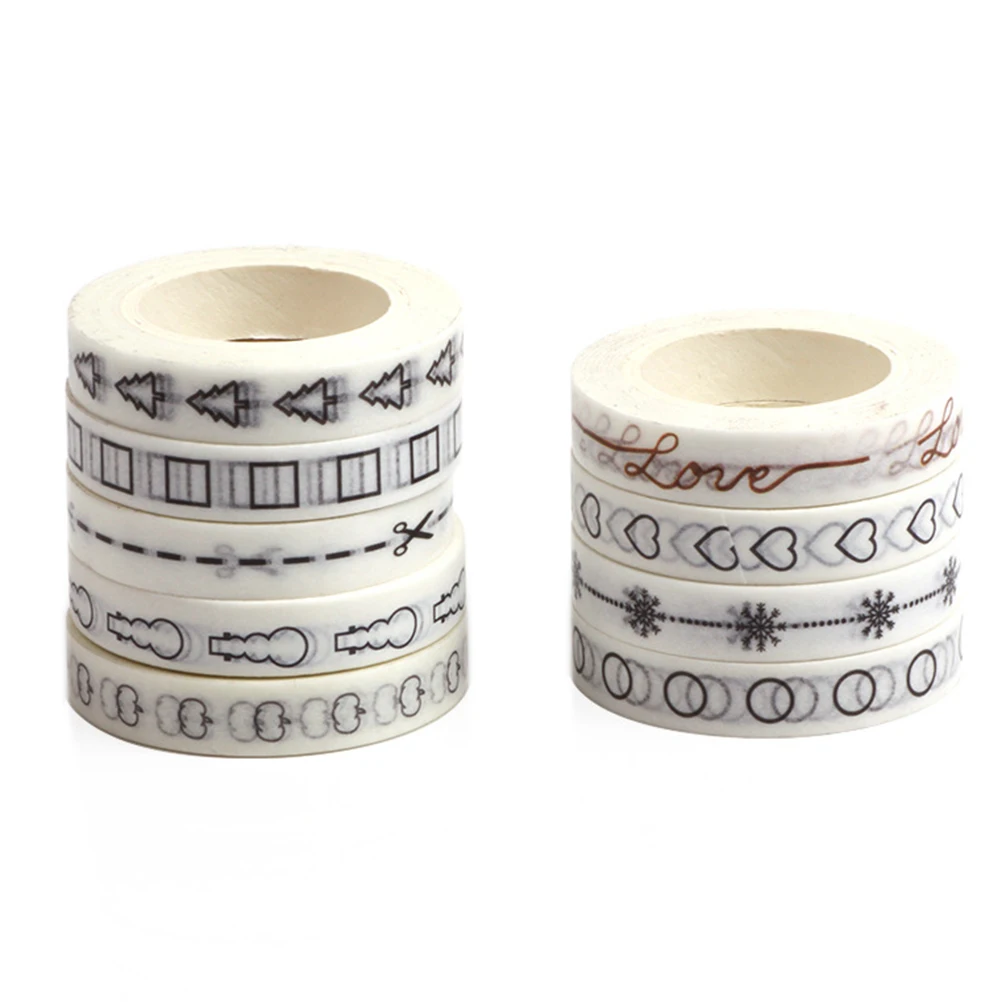 مجموعة 9 قطع من شريط واشي، ملف ورق زخرفي ممتاز، ملصقات مخططة سهلة التقشير، شريط لاصق يمكنك صنعه بنفسك، سجل القصاصات