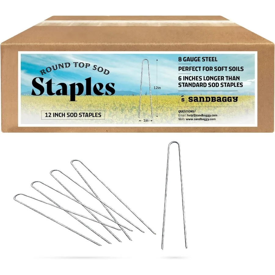

12-inch 8-Gauge Round Top Landscape Staples for Effective Weed Barrier Installation in Gardens and Landscaping Projects Durable