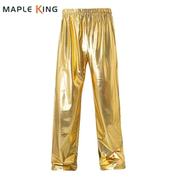 Shiny Golden Metallic Jogger 2025 Mens Steampunk Streetwear Nightclub Disco Stage Party Dress High Quality Long Pants Trousers