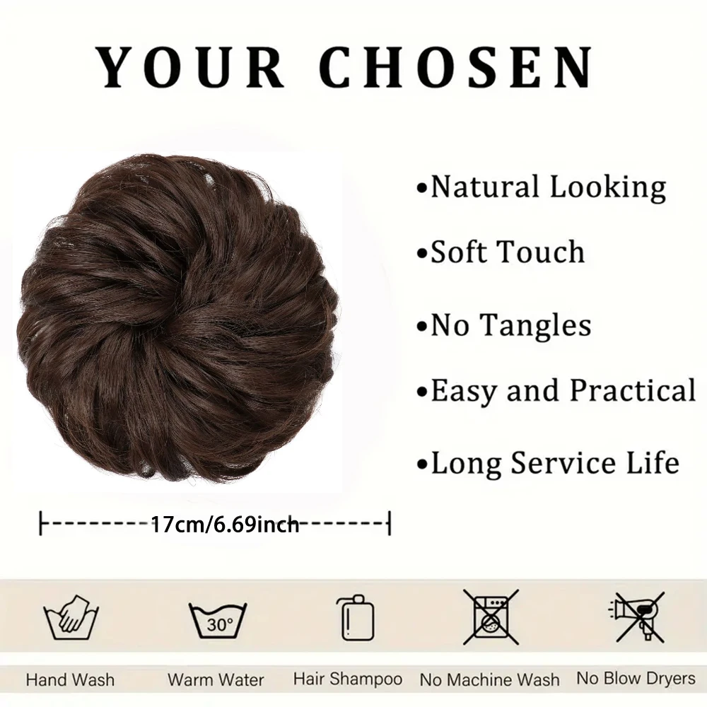 Perruque synthétique bouclée ondulée pour femme, postiche chignon fleur, accessoire de cheveux élégant, 1 pièce