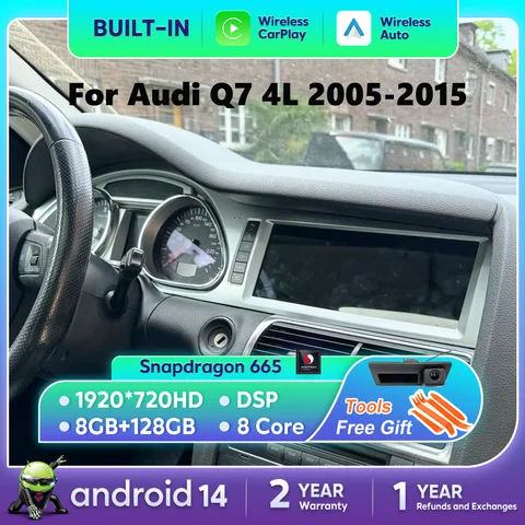 안드로이드 14 자동 자동차 라디오 Carplay 화면 아우디 Q7 4L 2005-2015 MMI 2G 3G GPS Navi 후면 카메라 자동차 멀티미디어 DSP