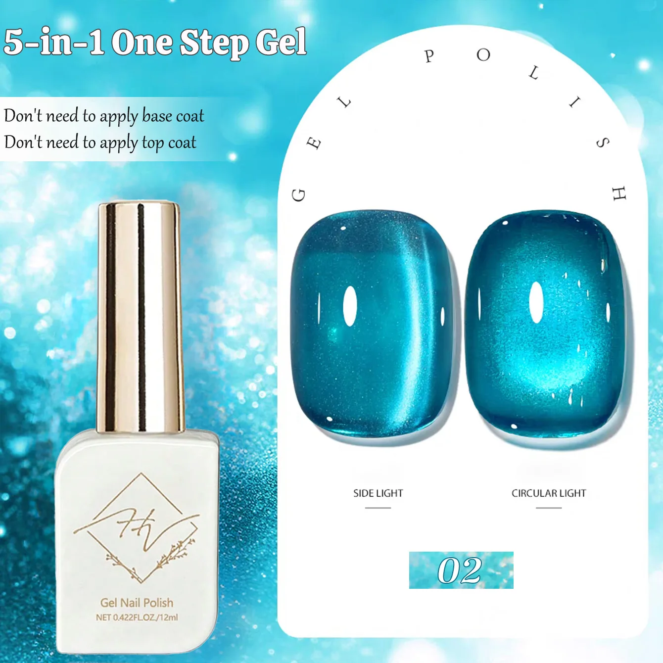 ZH 5-in-1 One-Step For lazy Gel 2026 Blue Green Glass Bead Cat Eye Gel Nail Polish, Summer Bestseller, Flattering Icy Nail Art