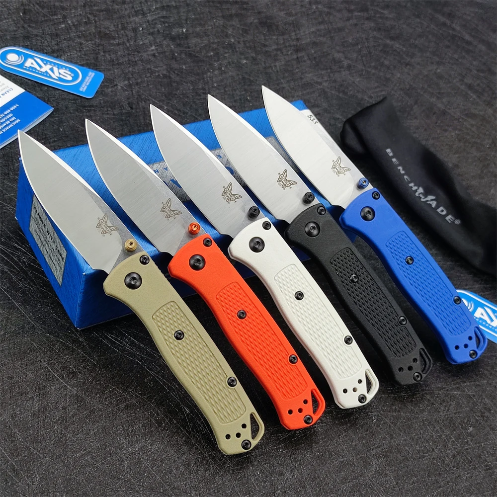 Mini Bugout 533 Pocket Folding Knife S30V Drop Point Plain Blade Nylon Wave Fiber Handle Survival Camping EDC Knives